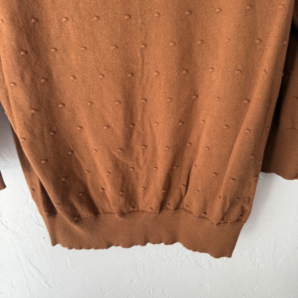 Ann Taylor Brown Dot Texture Crew Neck Sweater Size M Preppy Coquette Academia - Picture 3 of 8